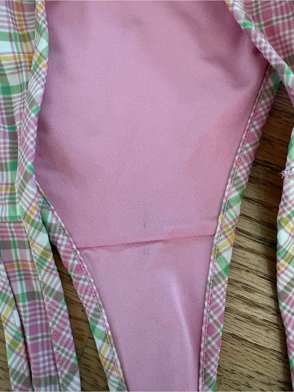 Frankie's Bikinis Pink Plaid Padded Bikini Set